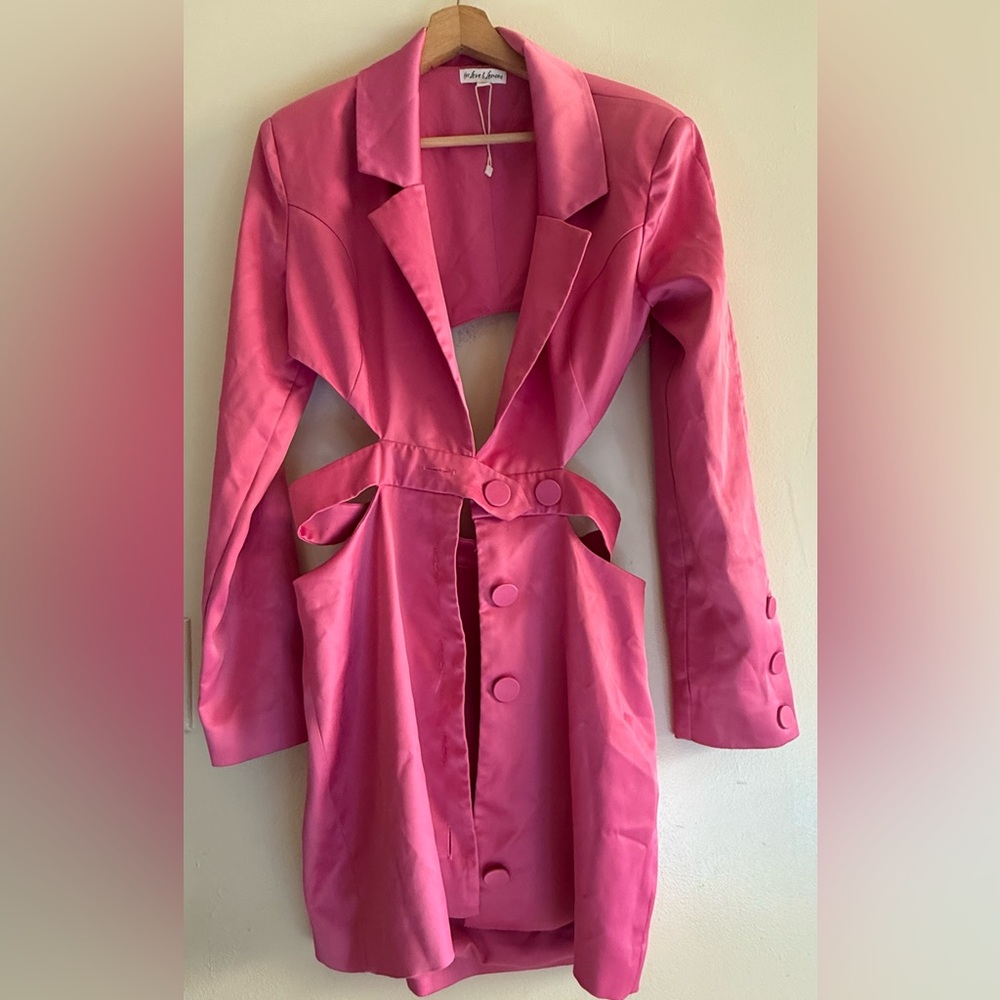 For Love & Lemons Hot Pink Cutout Blazer Dress - Picture 4 of 9